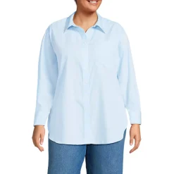 Women's Oversized No Iron Tunic with Statement Collar Shirt