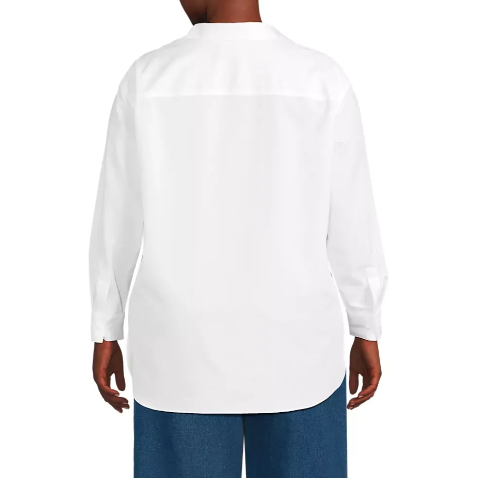 Women's Oversized No Iron Tunic with Statement Collar Shirt