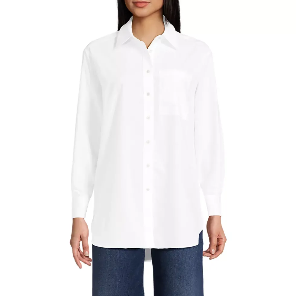 Women's Oversized No Iron Tunic with Statement Collar Shirt