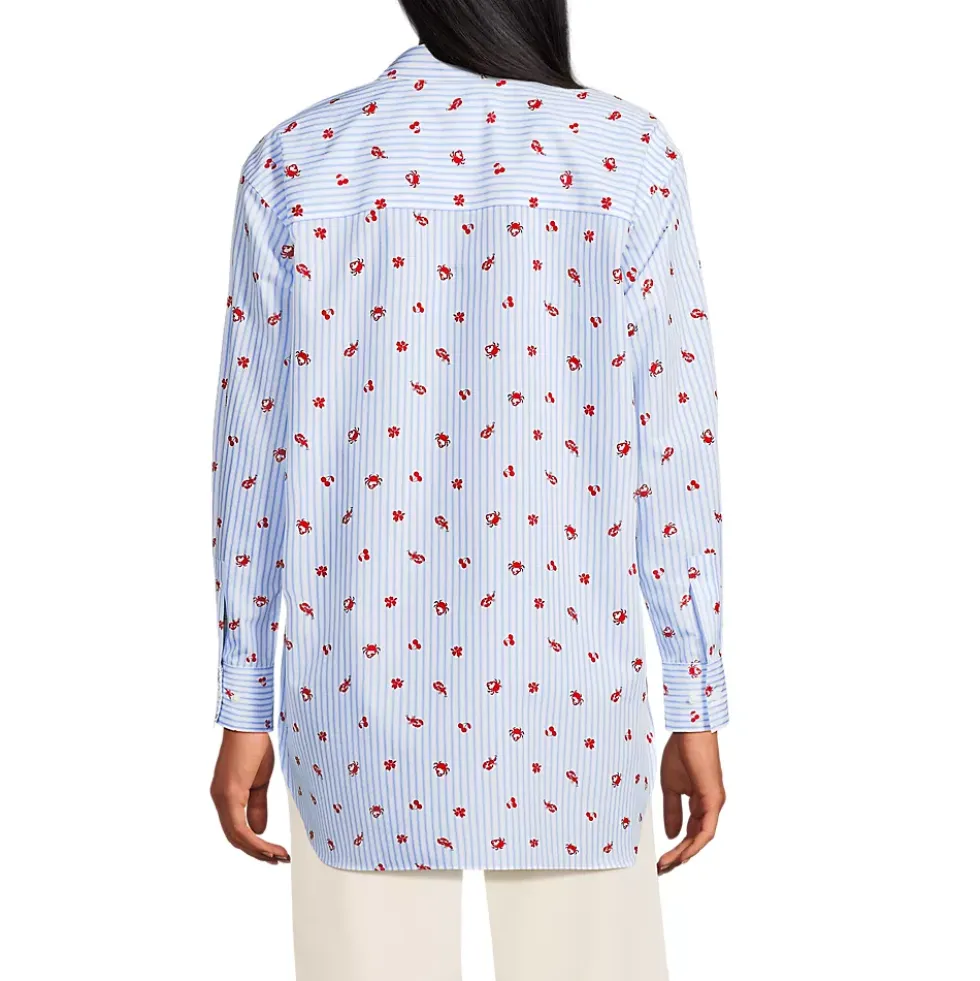 Women's Oversized No Iron Tunic with Statement Collar Shirt