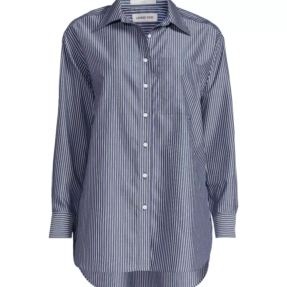 Women's Oversized No Iron Tunic with Statement Collar Shirt