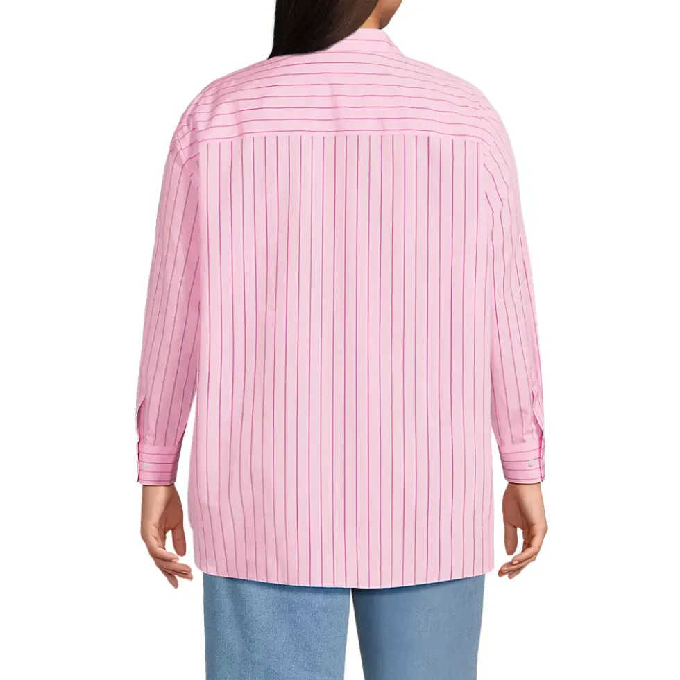 Women's Oversized No Iron Tunic with Statement Collar Shirt