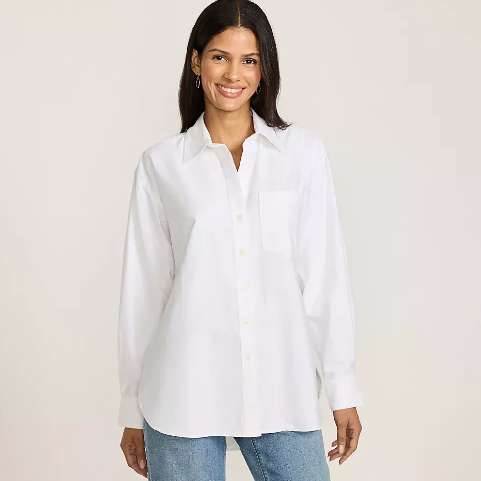 Women's Oversized Oxford Button Front Shirt