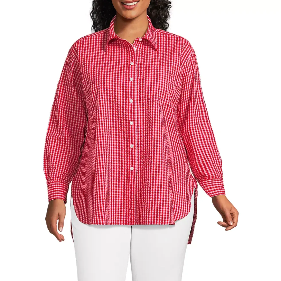 Women's Oversized Seersucker Shirt
