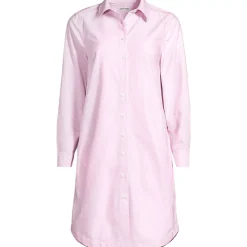 Women's Oxford Long Sleeve Button Front Shirt Dress