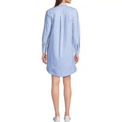 Women's Oxford Long Sleeve Button Front Shirt Dress