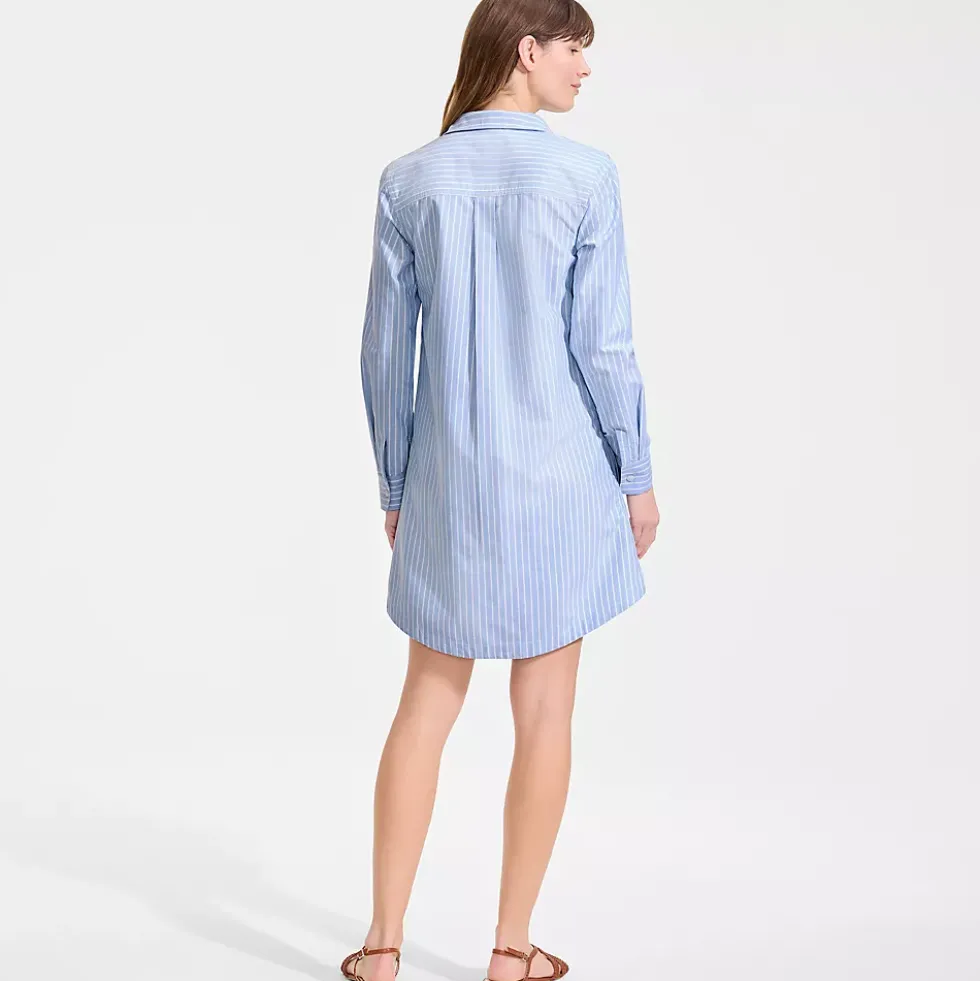 Women's Oxford Long Sleeve Button Front Shirt Dress