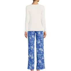 Women's Pajama Gift Set - Knit Long Sleeve Top and Flannel Pants