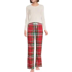 Women's Pajama Gift Set - Knit Long Sleeve Top and Flannel Pants