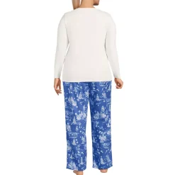 Women's Pajama Gift Set - Knit Long Sleeve Top and Flannel Pants
