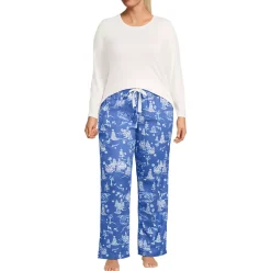 Women's Pajama Gift Set - Knit Long Sleeve Top and Flannel Pants