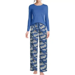 Women's Pajama Gift Set - Knit Long Sleeve Top and Flannel Pants