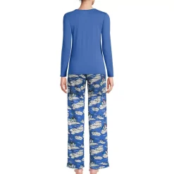 Women's Pajama Gift Set - Knit Long Sleeve Top and Flannel Pants