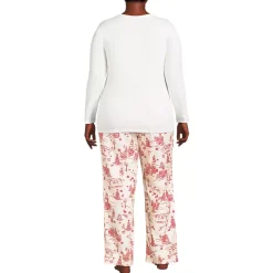 Women's Pajama Gift Set - Knit Long Sleeve Top and Flannel Pants