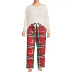Women's Pajama Gift Set - Knit Long Sleeve Top and Flannel Pants