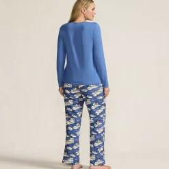 Women's Pajama Gift Set - Knit Long Sleeve Top and Flannel Pants