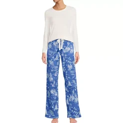 Women's Pajama Gift Set - Knit Long Sleeve Top and Flannel Pants