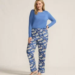 Women's Pajama Gift Set - Knit Long Sleeve Top and Flannel Pants