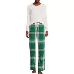 Women's Pajama Gift Set - Knit Long Sleeve Top and Flannel Pants