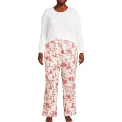 Women's Pajama Gift Set - Knit Long Sleeve Top and Flannel Pants