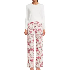 Women's Pajama Gift Set - Knit Long Sleeve Top and Flannel Pants