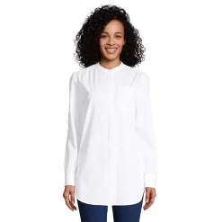 Women's Petite Cotton A-Line Long Sleeve Tunic Top