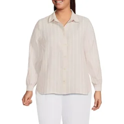 Women's Petite Linen Long Sleeve Feminine Shirt
