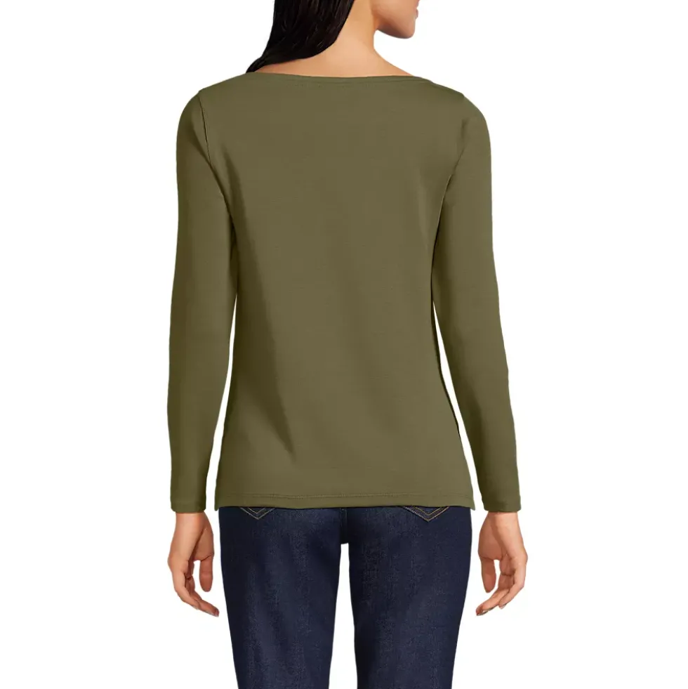 Women's Petite Long Sleeve Polished Essentials Boatneck Top