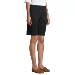 Women's Petite Mid Rise Elastic Waist Pull On 12 inch Chino Bermuda Shorts
