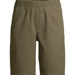 Women's Petite Mid Rise Elastic Waist Pull On 12 inch Chino Bermuda Shorts
