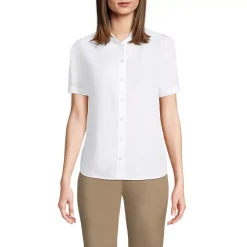 Women's Petite Short Sleeve Broadcloth Shirt