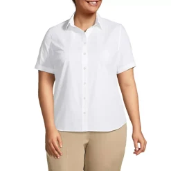 Women's Petite Short Sleeve Broadcloth Shirt