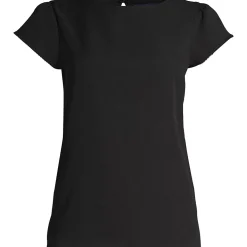 Women's Petite Short Sleeve Crepe Tulip Sleeve Blouse