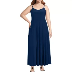 Women's Petite Silky Knit Godet Maxi Dress
