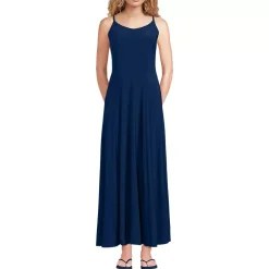 Women's Petite Silky Knit Godet Maxi Dress