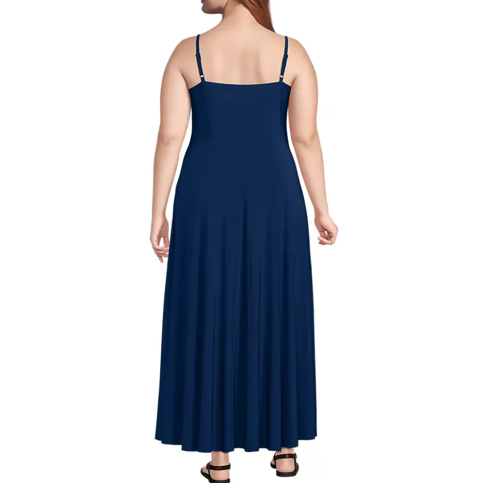 Women's Petite Silky Knit Godet Maxi Dress