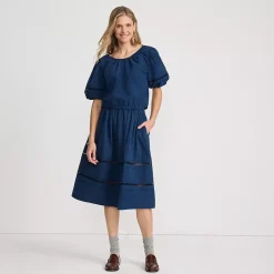 Women's Pintuck Puff Sleeve Skirt Set