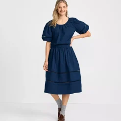 Women's Pintuck Puff Sleeve Skirt Set