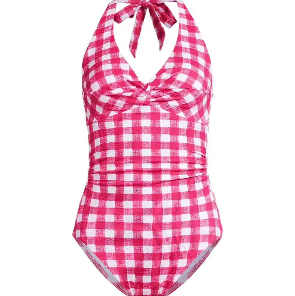 Women's Pique Knot Twist Halter One Piece