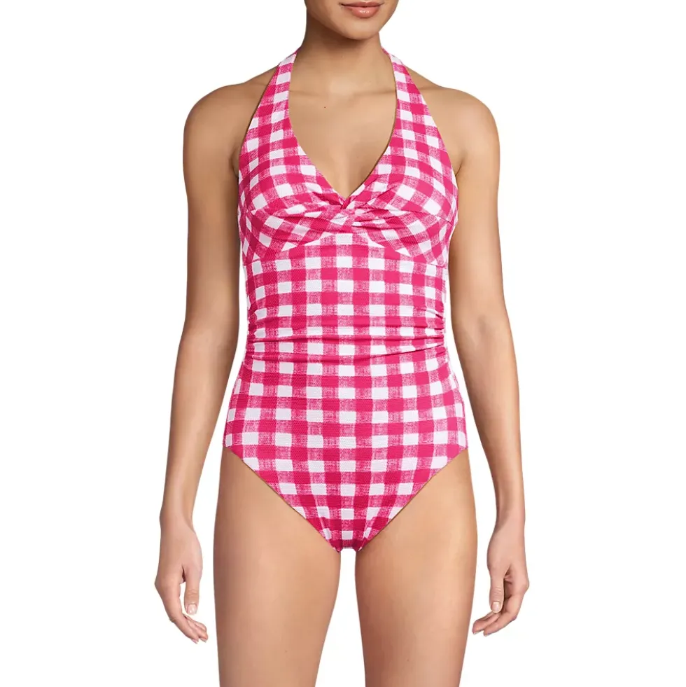 Women's Pique Knot Twist Halter One Piece
