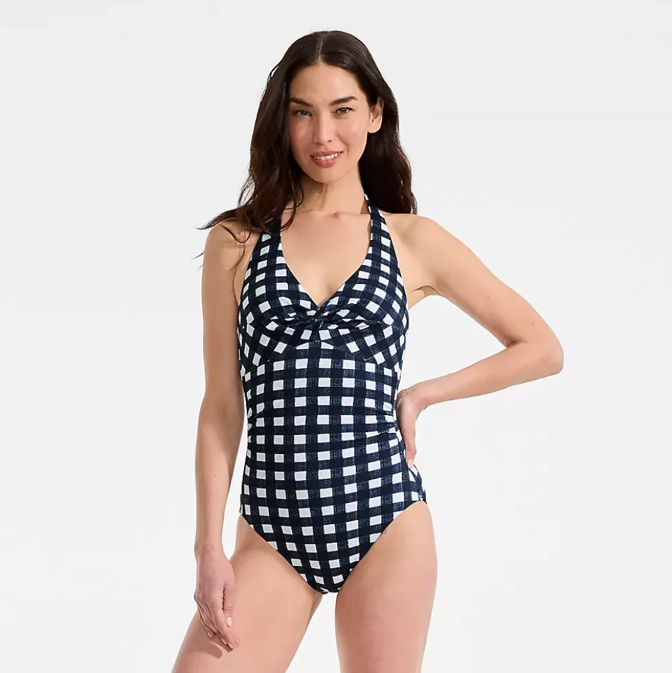 Women's Pique Knot Twist Halter One Piece