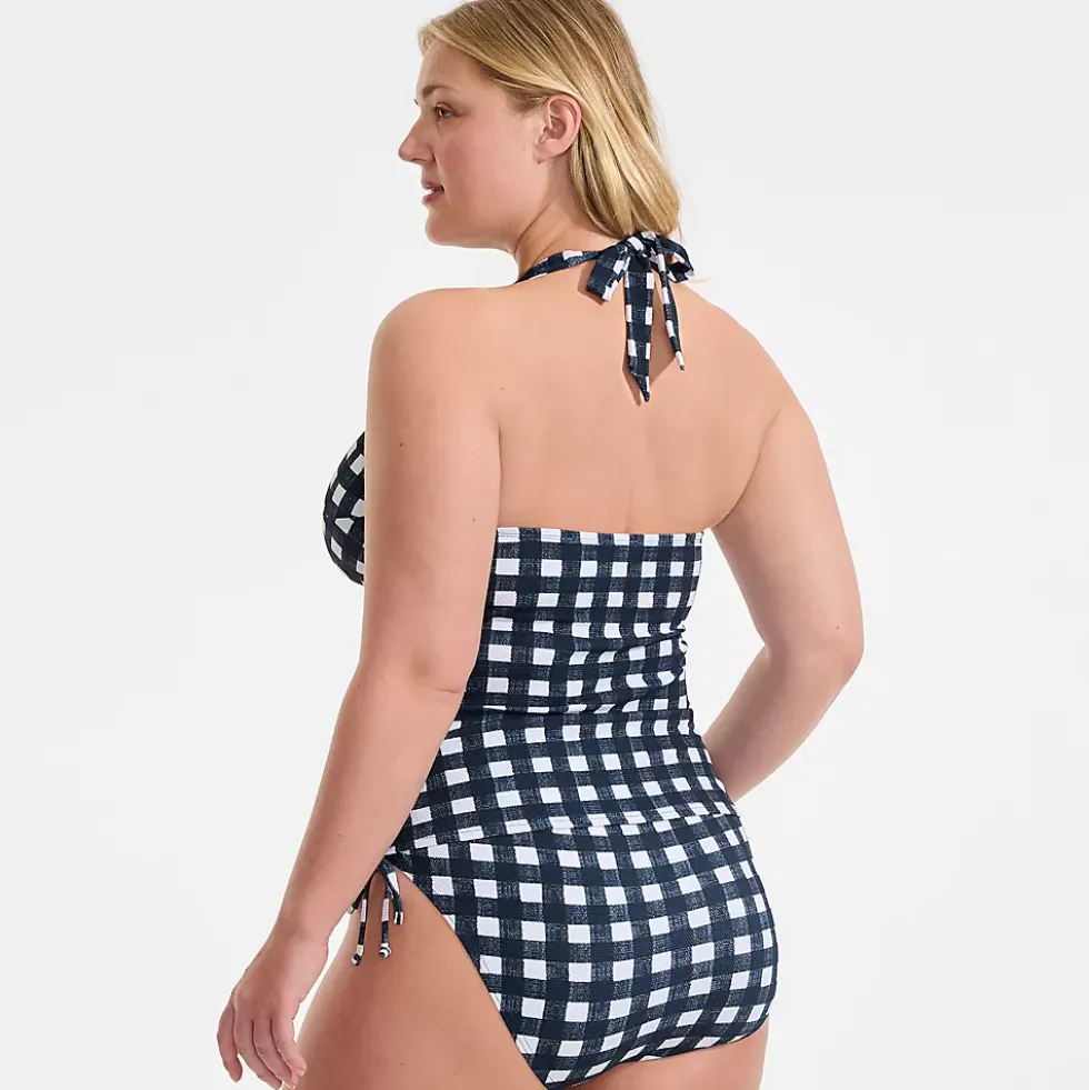 Women's Pique Knot Twist Halter Tankini Top