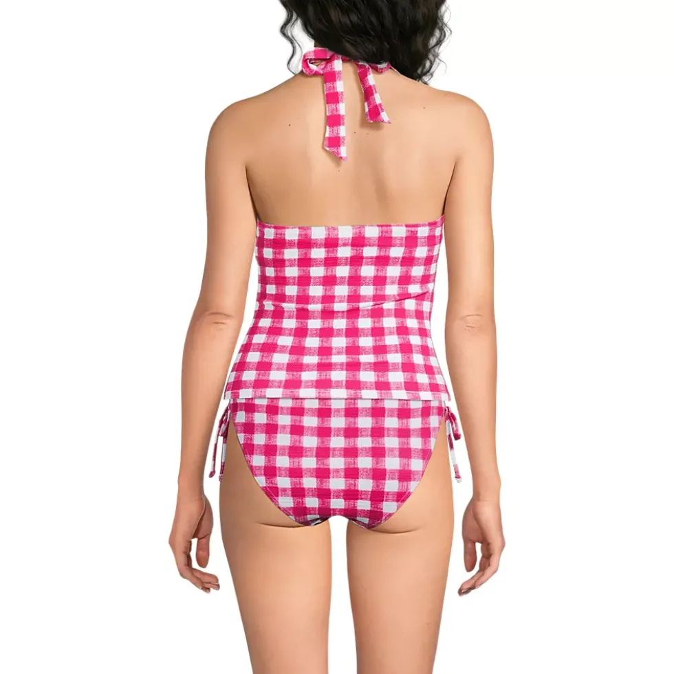 Women's Pique Knot Twist Halter Tankini Top