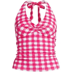 Women's Pique Knot Twist Halter Tankini Top