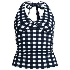 Women's Pique Knot Twist Halter Tankini Top