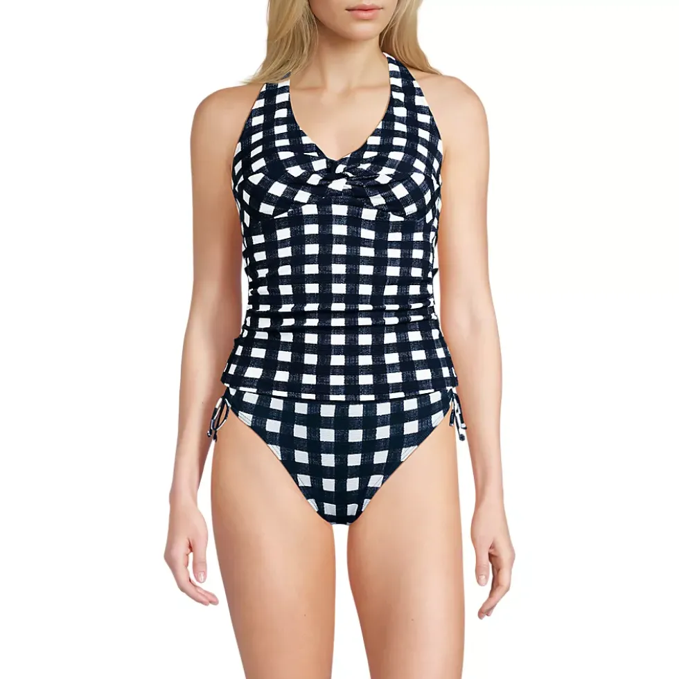 Women's Pique Knot Twist Halter Tankini Top