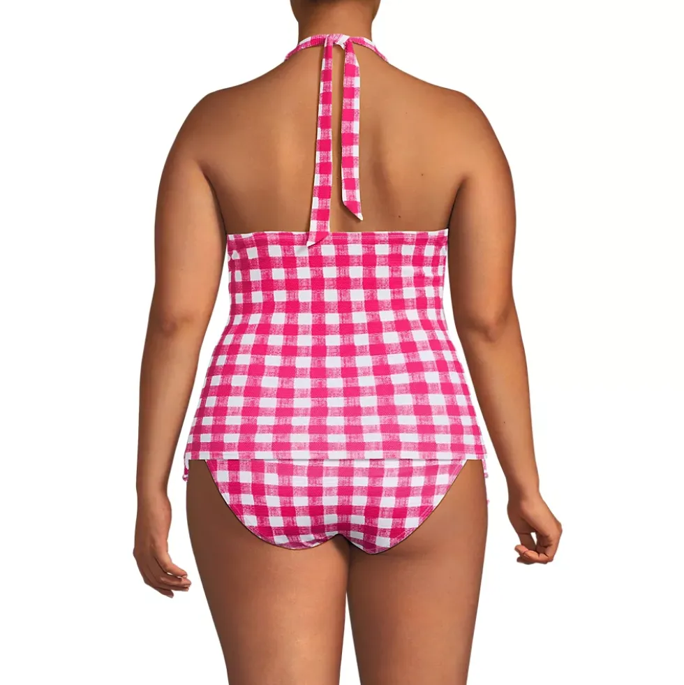 Women's Pique Knot Twist Halter Tankini Top