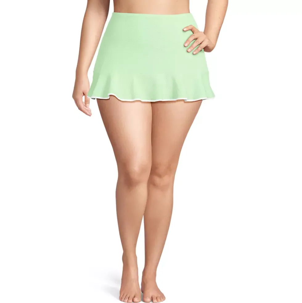 Women's Pique Ruffle Hem Mini Swim Skirt