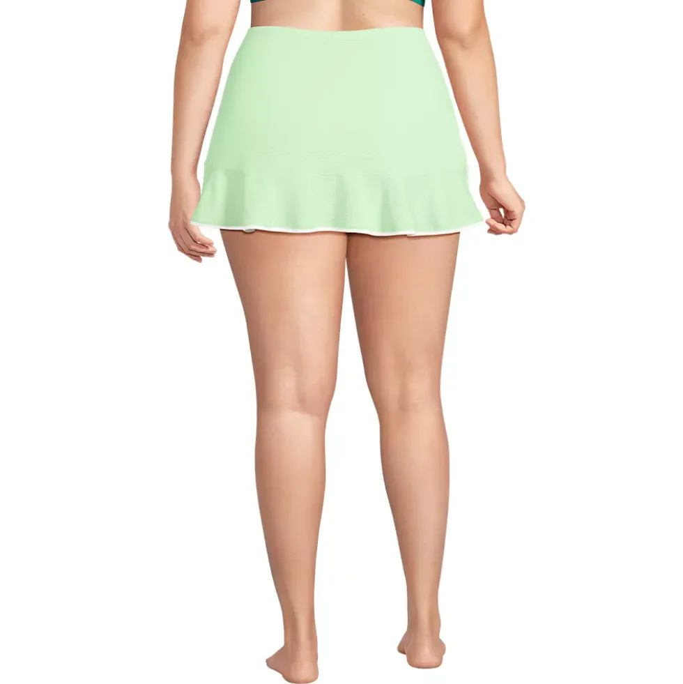 Women's Pique Ruffle Hem Mini Swim Skirt