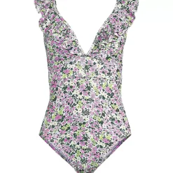 Women's Pique Ruffle One Piece Swimsuit
